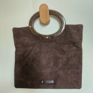 Vintage Kate Spade Brown Suede Foldover Mini Clutch